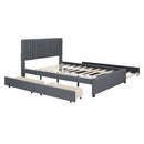 Upholstered Platform Bed With Drawers, Classic Headboard Design