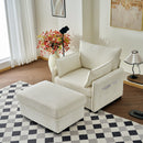Comfy Corduroy Oversized Chaise Lounge Chair With Ottoman And Storage