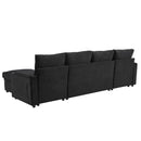 U Shaped Sectional Sofa Bed With Storage Chaise Lounges, USB Ports, And Cup Holders