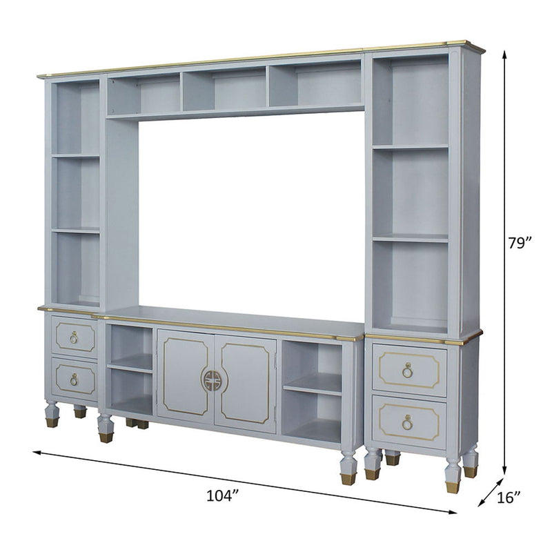 House - Marchese Entertainment Center - Pearl Gray Finish - Atlantic Fine Furniture Inc