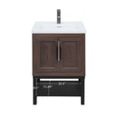Modern Freestanding Bathroom Vanity With Ceramic Sink, Hot And Cold Faucet, Storage Cabinet & Open Shelf