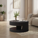 Round Coffee Table With Storage, Vertical Stripe Design