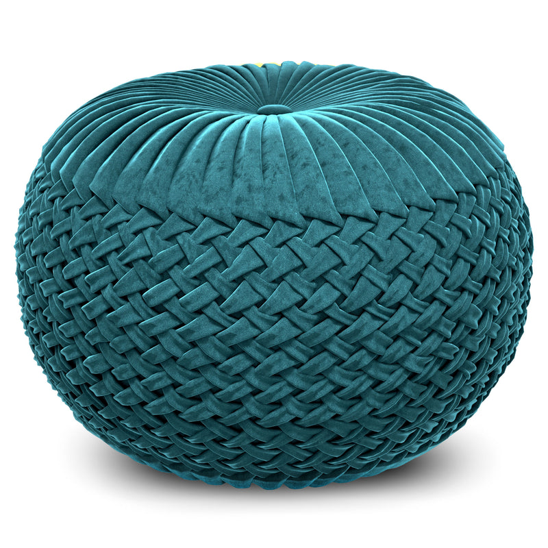 Grafton - Handcrafted Velvet Round Pouf