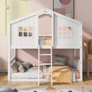 House Bunk Bed With Ladder, Wood Bed