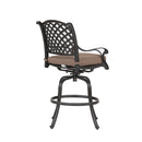 Elegant Cast Aluminum Counter Stool Set With Cushions, All Weather Design - Dark Brown