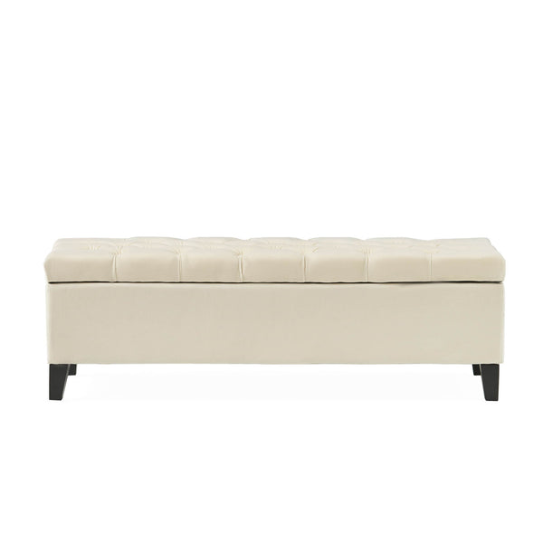 Nebulous - Upholstered Storage Ottoman With Diamond Tufting - Ivory