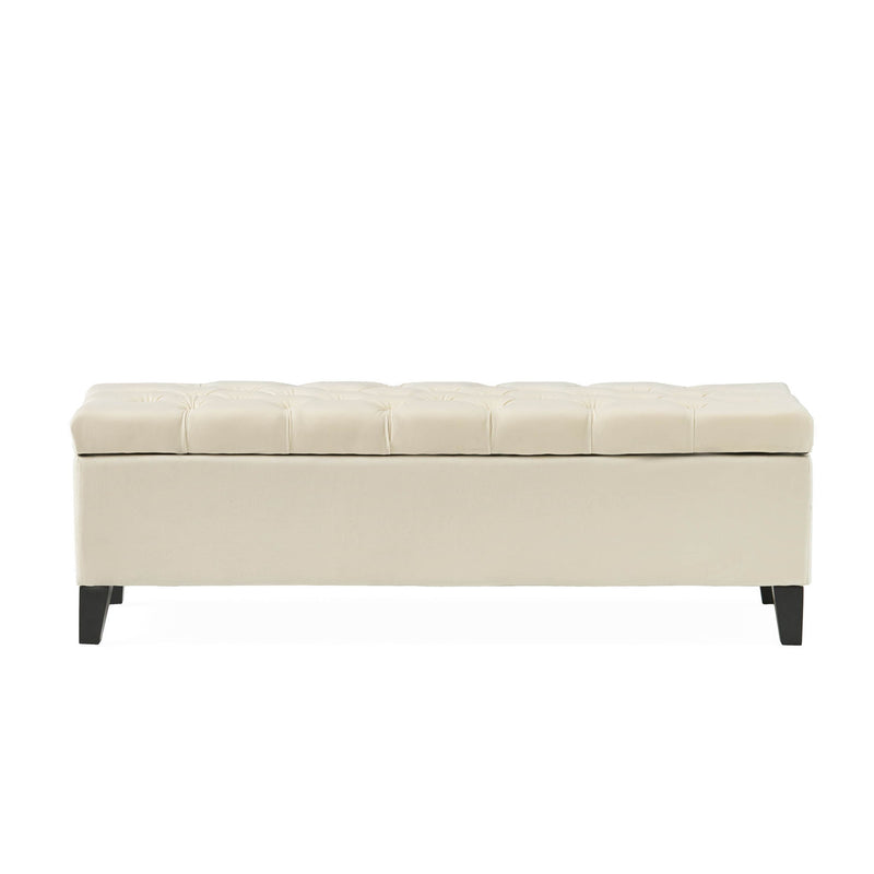 Nebulous - Upholstered Storage Ottoman With Diamond Tufting - Ivory