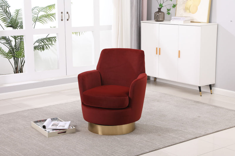 Swivel Barrel Chair, Swivel Accent Chairs Armchair For Living Room, Reading Chairs For Bedroom Comfy, Round Barrel Chairs With Gold Stainless Steel Base