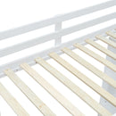 Full Size Loft Bed with large shelves, writing desk and LED Light, White