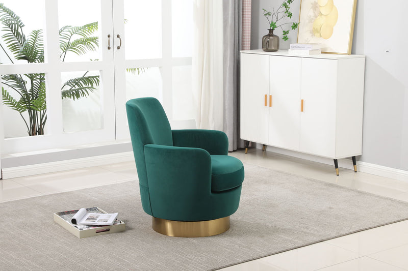 Swivel Barrel Chair, Swivel Accent Chairs Armchair For Living Room, Reading Chairs For Bedroom Comfy, Round Barrel Chairs With Gold Stainless Steel Base