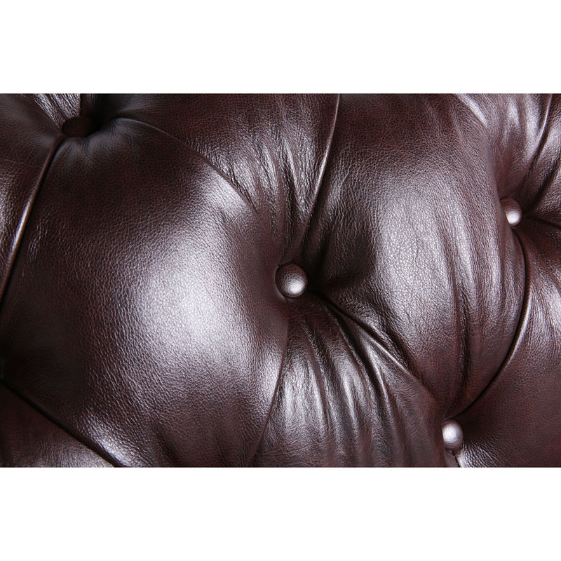 Traditional Tufted Leather Chesterfield Nailhead Chair