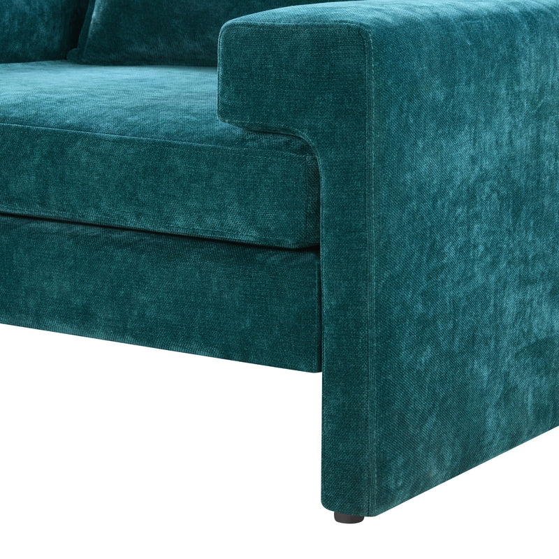 Chenille Upholstered Accent Chair With Wide Armrests And Ergonomic Back Support