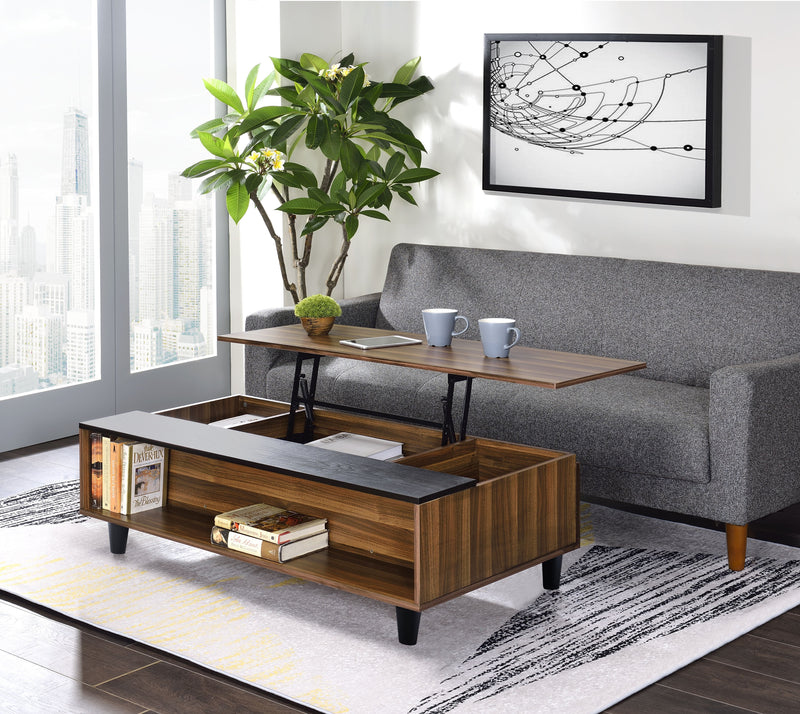 Avala - Coffee Table With Lift Top - Walnut / Black