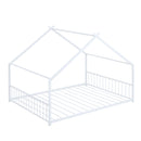 Full Size Metal House Bed, White