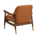 Mid - Century Accent Chair With Cushioned Seat, Brass Tipped Legs