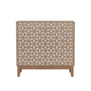 Geometric Design Sideboard With 2 Doors And Adjustable Shelves - Tangerine / Walnut