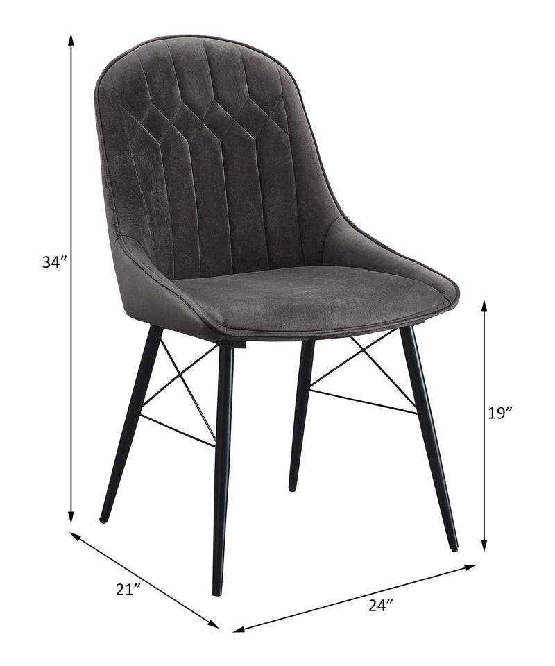 Abraham - Side Chair (Set of 2) - Gray Fabric & Black Finish