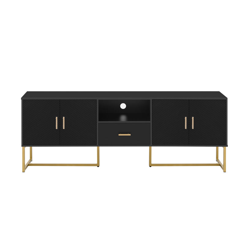 TV Cabinet With 1 Drawer, 2 Cabinets, Handles And Anti-Tip Device
