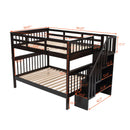 Stairway Bunk Bed With Storage And Guard Rail For Bedroom
