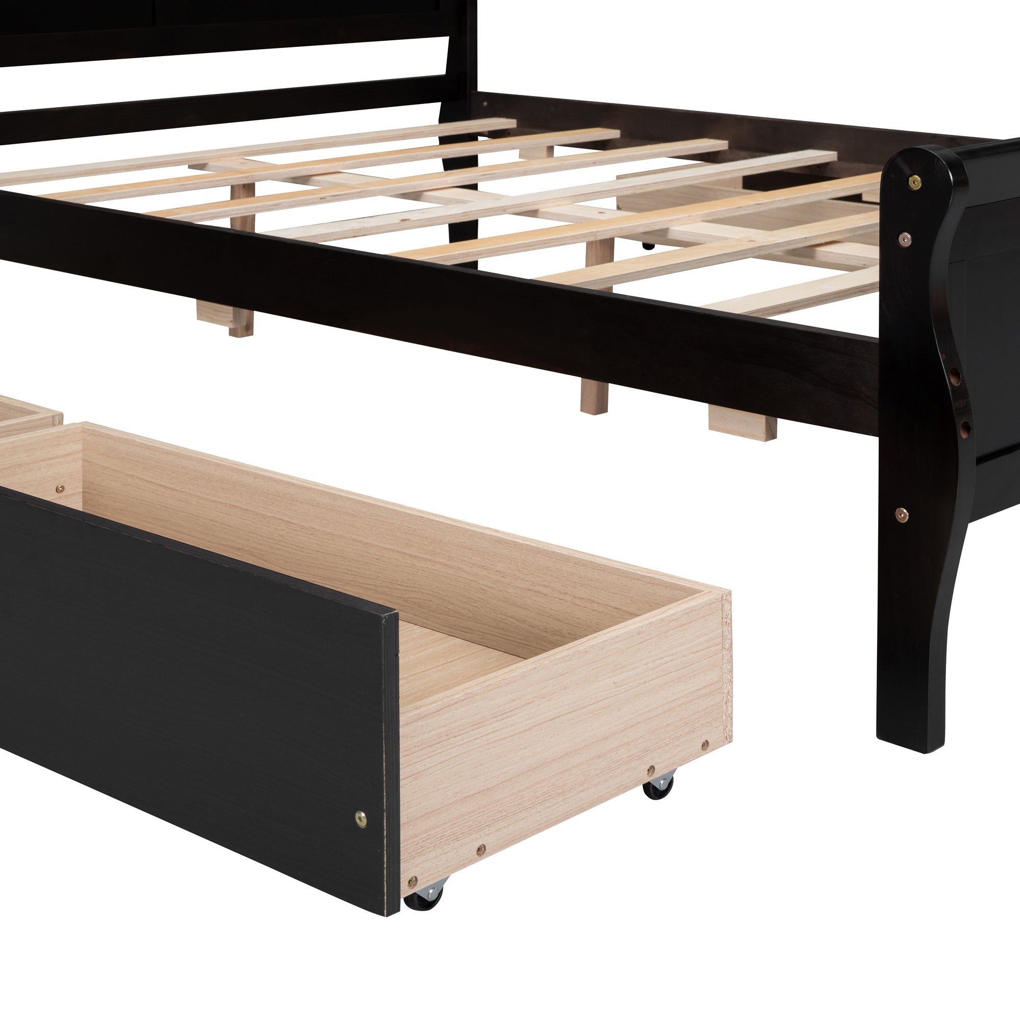 Full Size Wood Platform Bed with 4 Drawers and Streamlined Headboard & Footboard, Espresso - Atlantic Fine Furniture Melbourne FL
