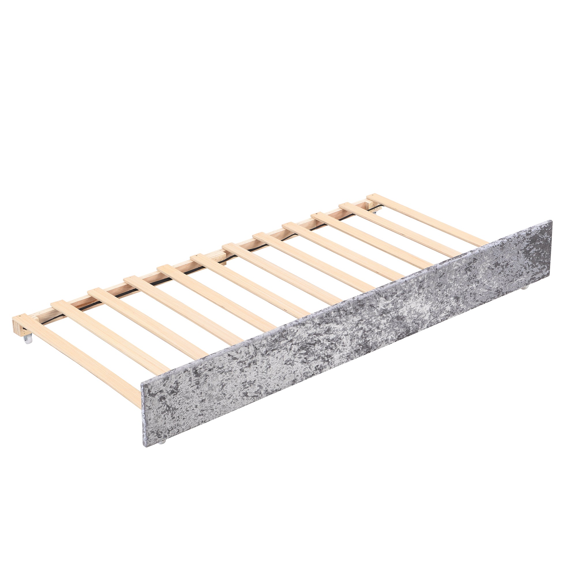 Twin Size Snowflake Velvet Daybed with Trundle and Built-in Storage Shelves,Gray - Atlantic Fine Furniture Melbourne FL