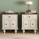 Vintage Nightstand With 2 Drawers And Roman Column Legs