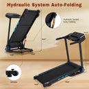 3.5Hp Hydraulic System Auto Foldable Treadmill With Incline, Heart Rate Sensors, Type C & USB Charge, Bluetooth Speaker - Black