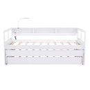 Daybed With 2 Trundles, 3 Storage Cubbies, Built In USB Charging Light