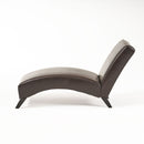 Upholstered Leather Chaise Lounge With Curved Design - Brown