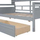 Twin size Daybed, Wood Slat Support, with Bedside Shelves and Two Drawers, Gray
