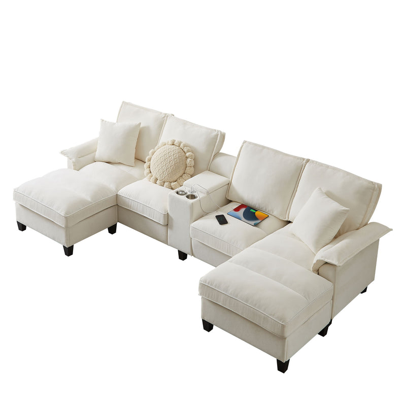 Modern U-Shaped Sectional Sofa Bed With Storage