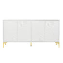 Modern 4 Door Sideboard With Creative Carved Surface And Adjustable Shelves
