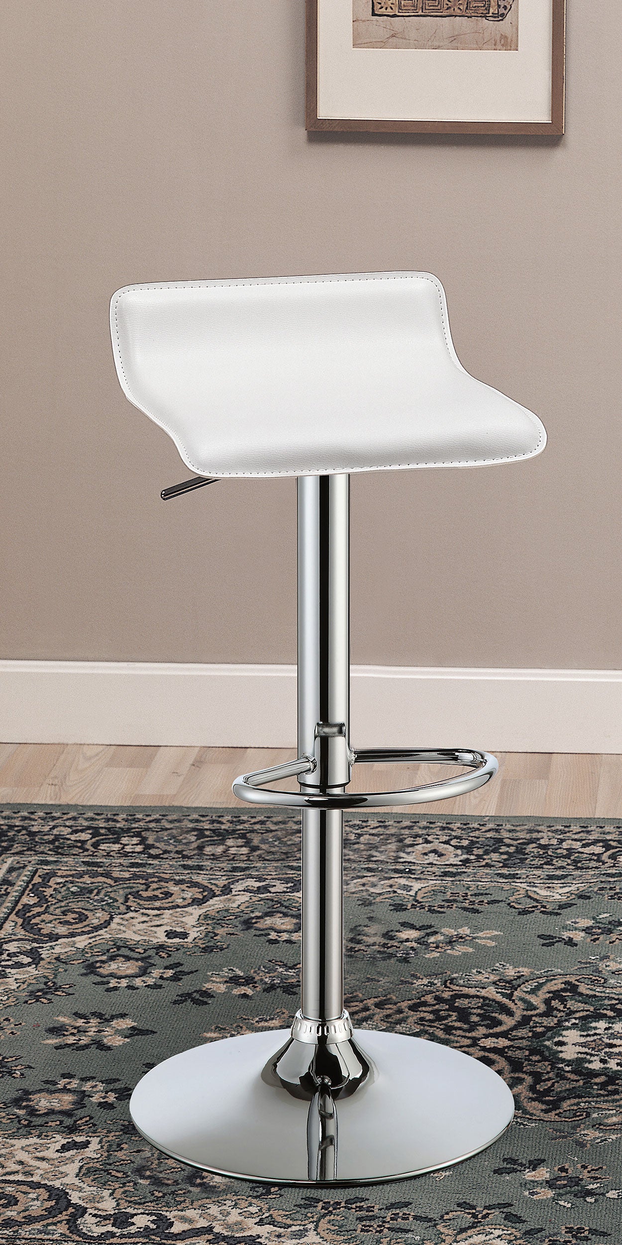 Bidwell Upholstered Adjustable Bar Stool White (Set of 2) — view 2