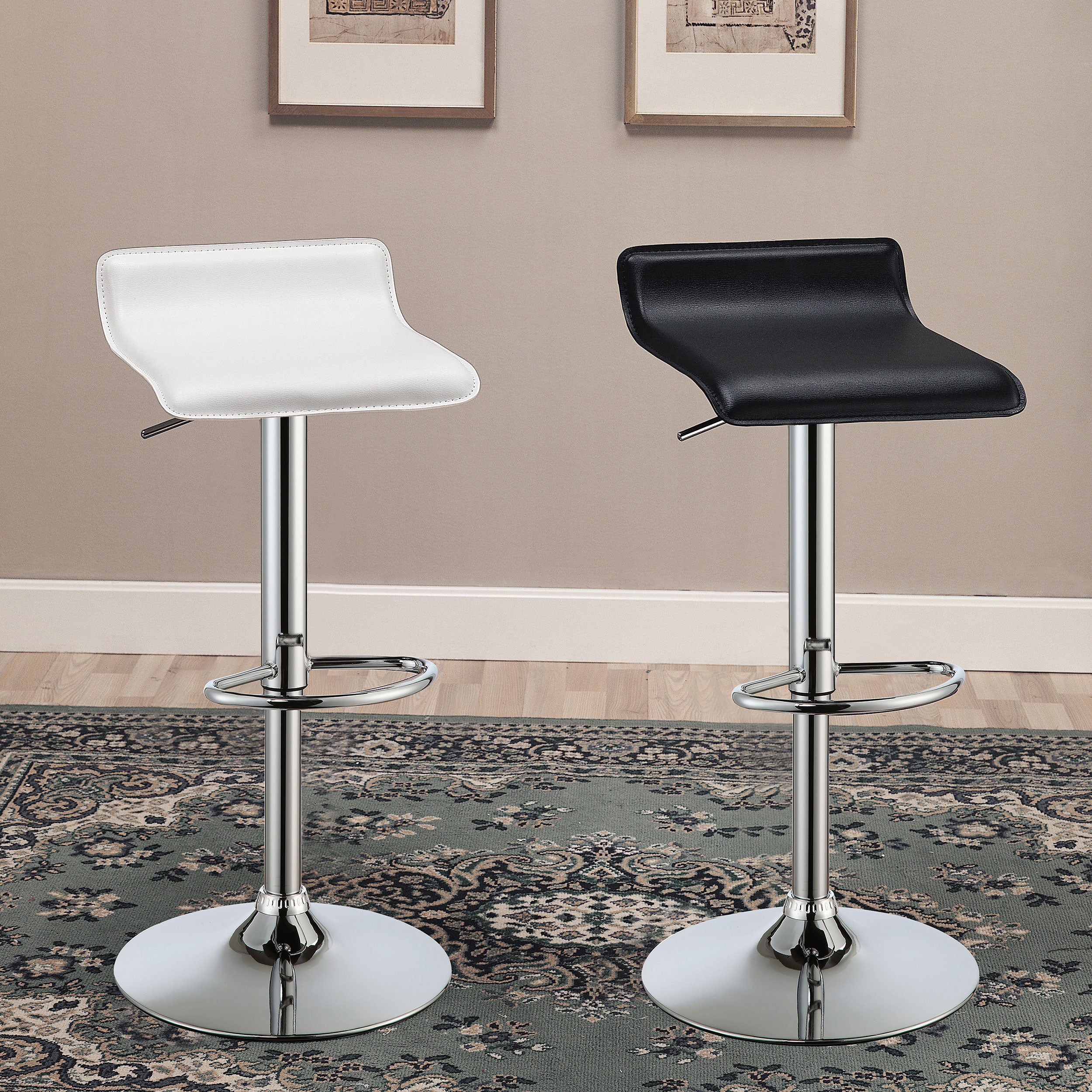 Bidwell Upholstered Adjustable Bar Stool White (Set of 2) — view 6