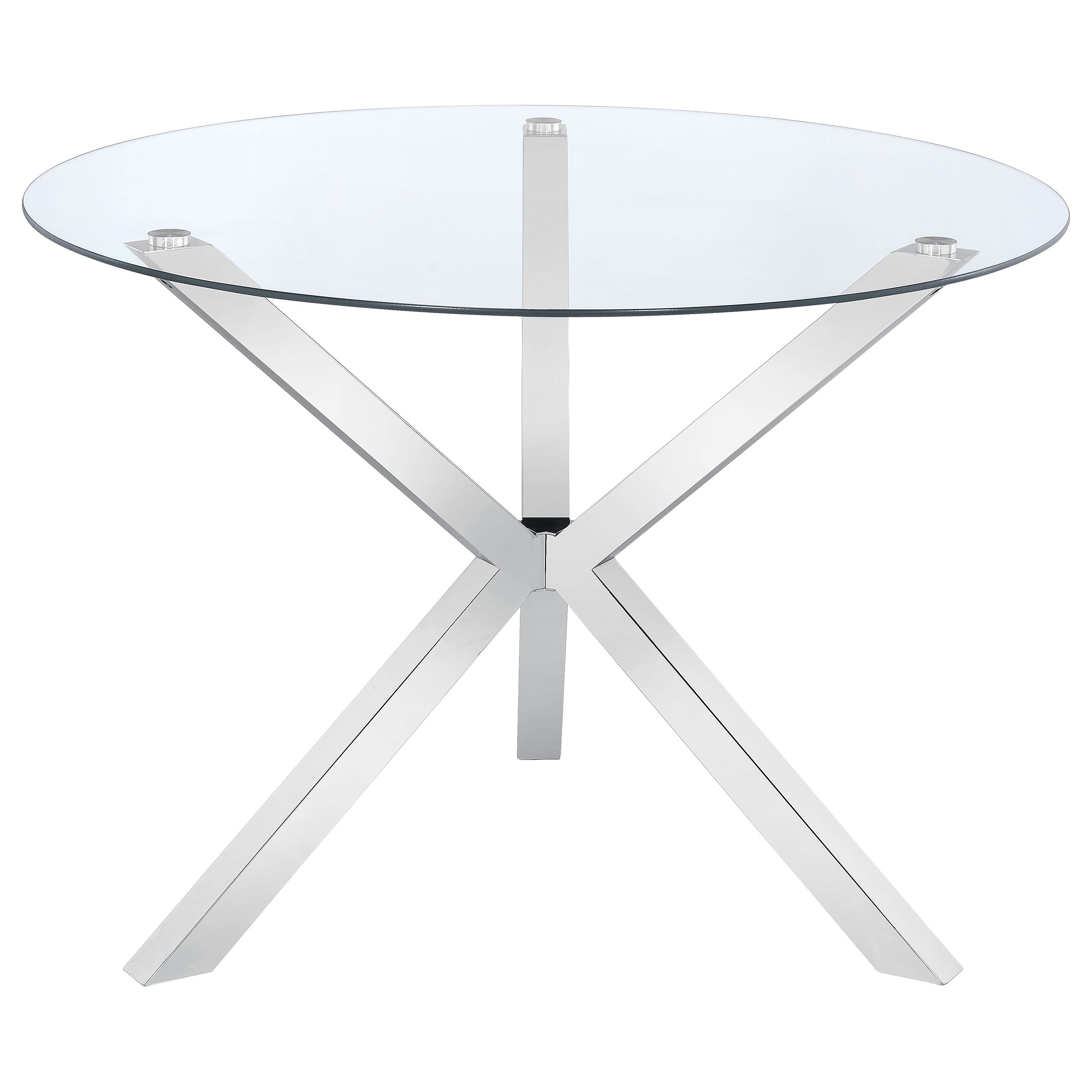 Vance Round 41-inch Glass Top Asterisk Dining Table Chrome — view 3