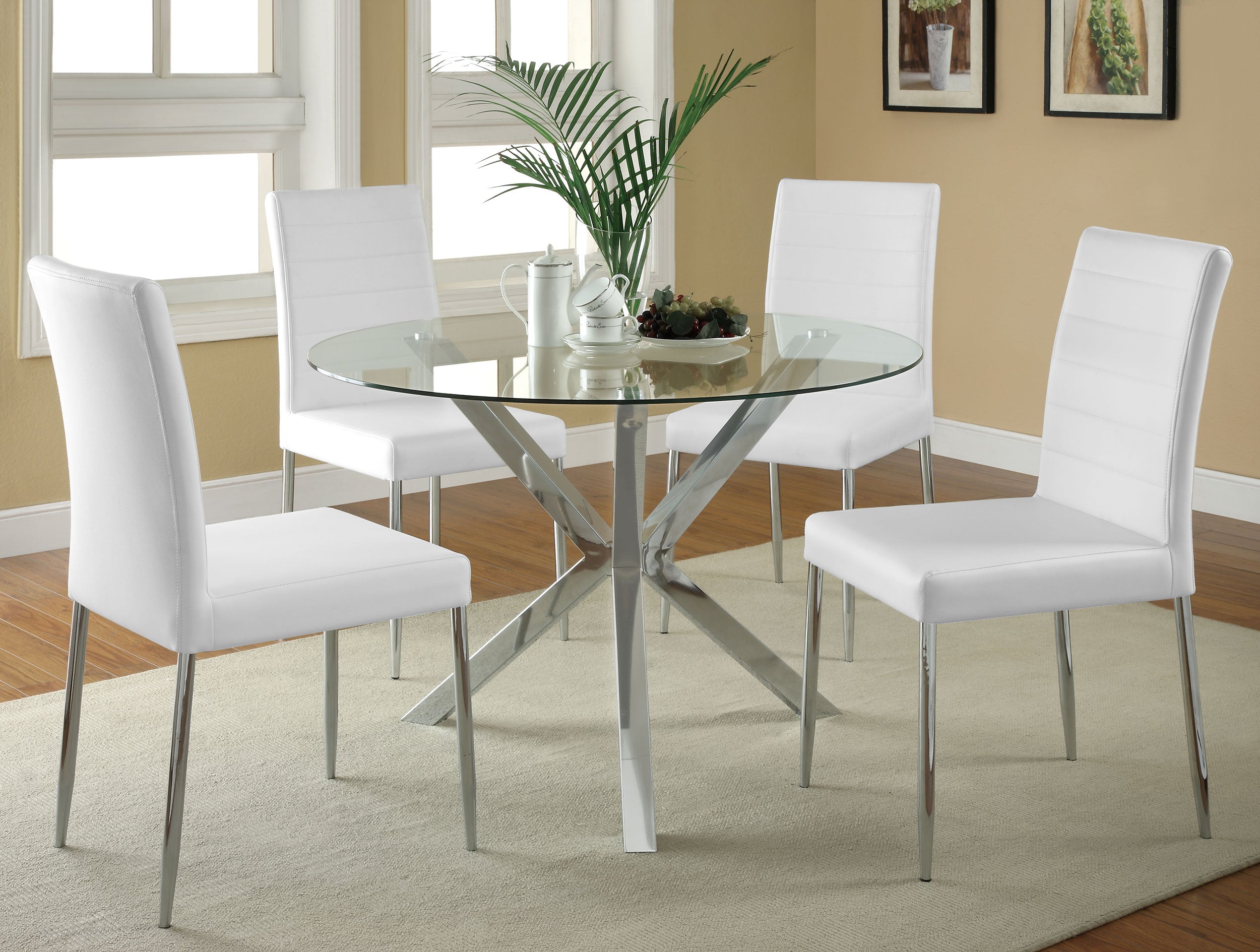 Vance Round 41-inch Glass Top Asterisk Dining Table Chrome — view 5