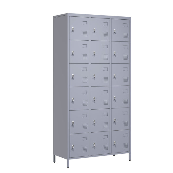 Lockers 18 Door With Lock For Employees, Storage Cabinet For Home Gym Office School Garage - Gray