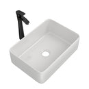 Above Porcelain Vessel Vanity Sink And Faucet Combo, 19" X 15" - White
