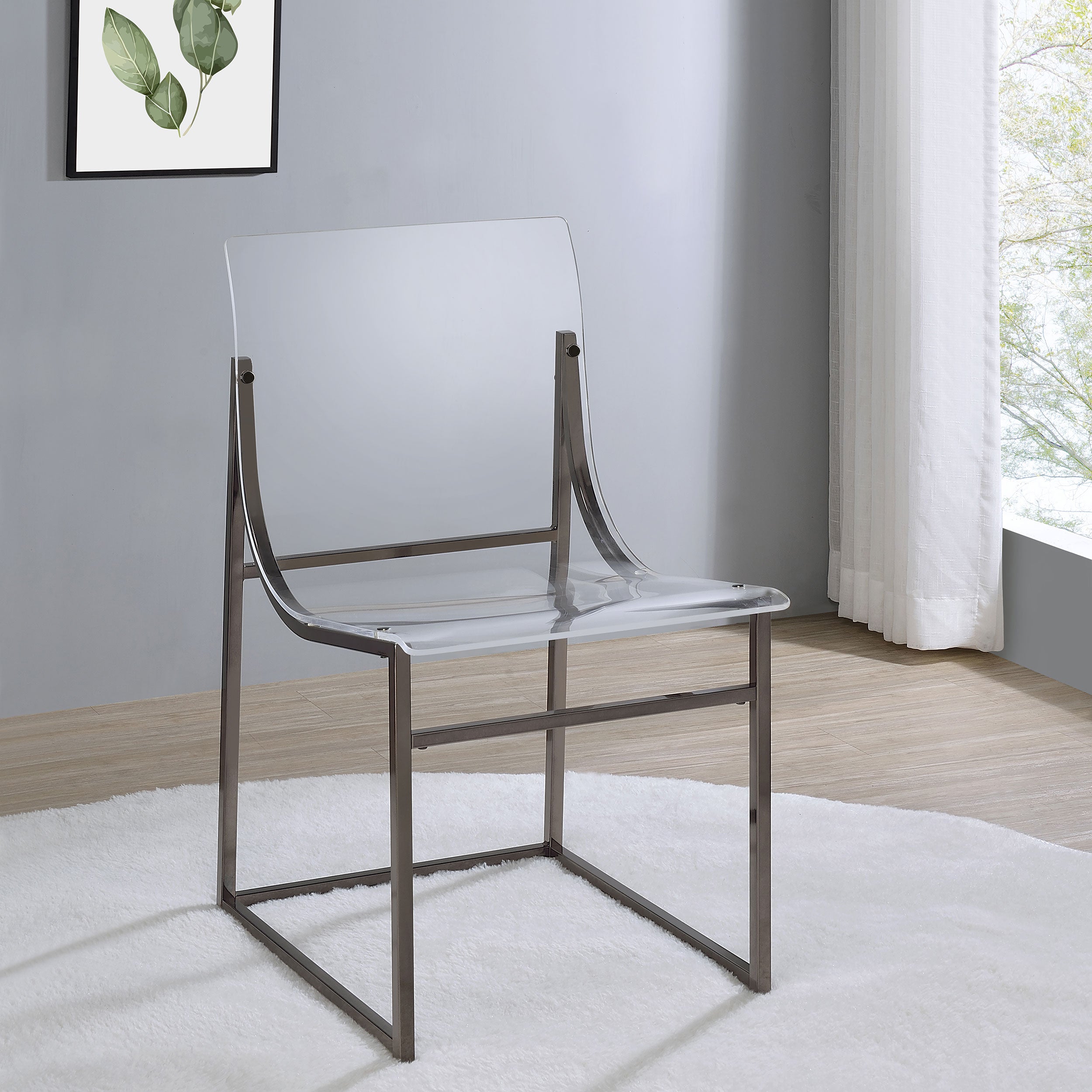 Adino Acrylic Dining Side Chair Black Nickel (Set of 2) — view 2