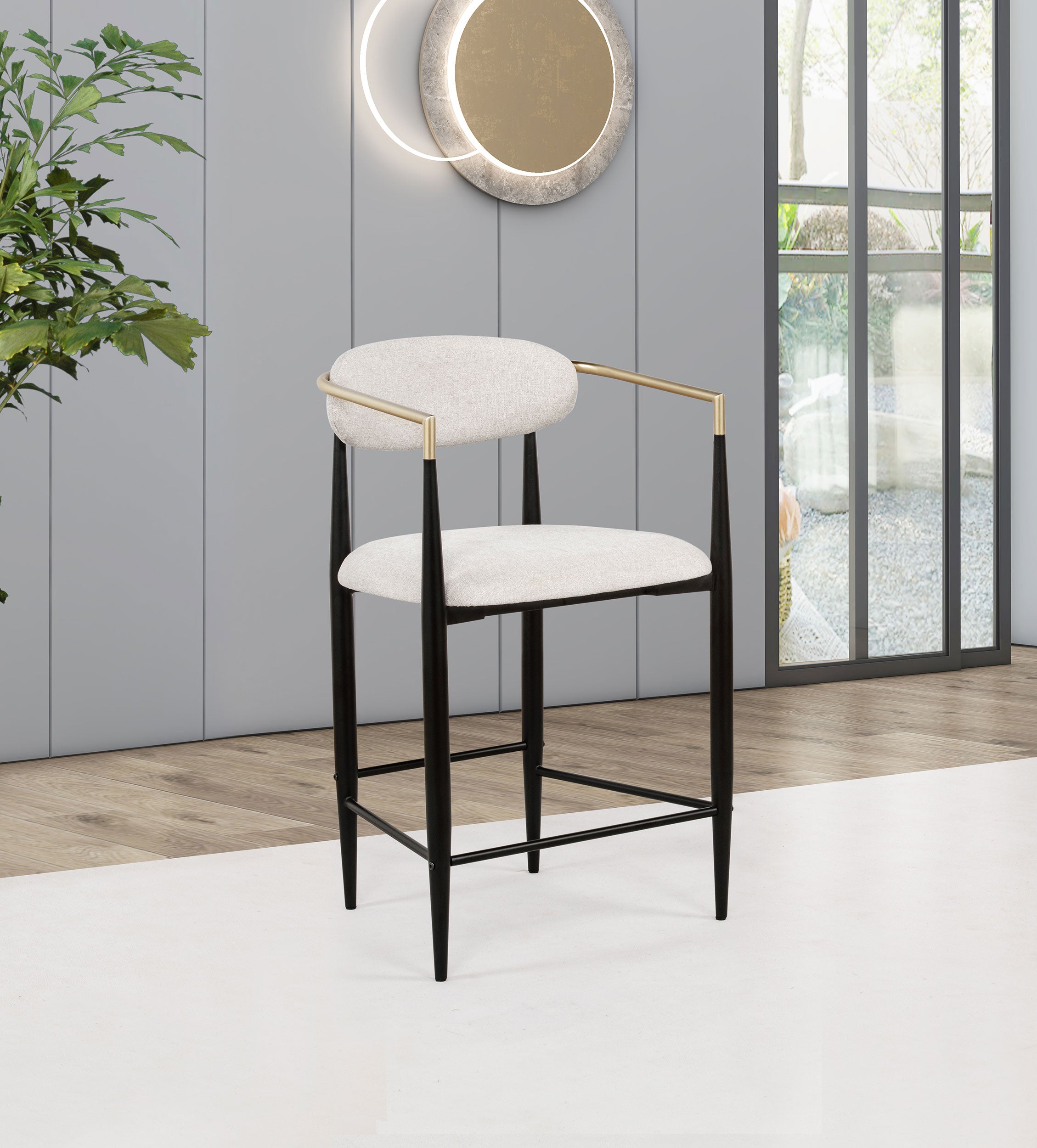 Tina Fabric Upholstered Counter Chair Beige (Set of 2) — view 2