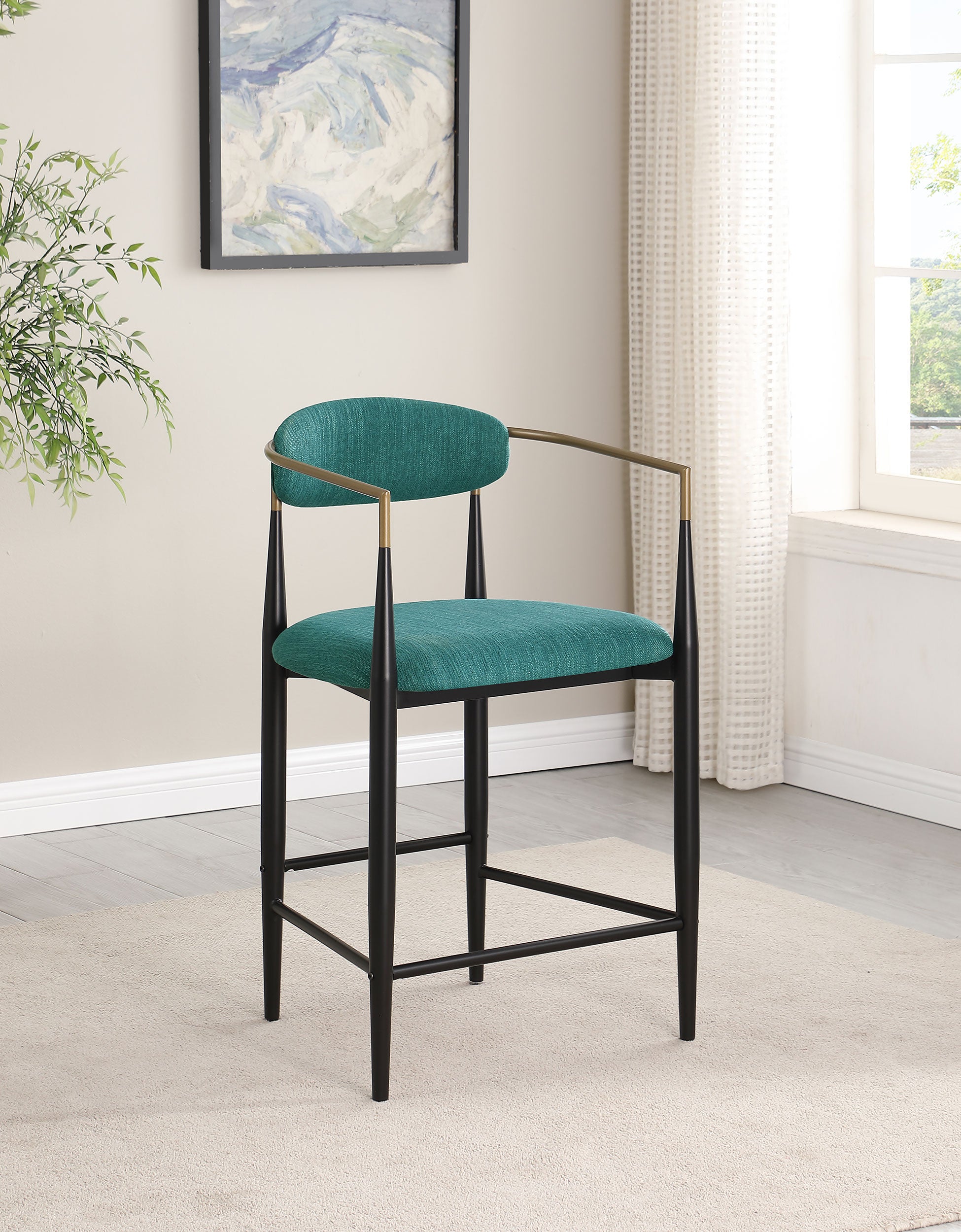 Tina Fabric Upholstered Counter Chair Green (Set of 2) — view 2