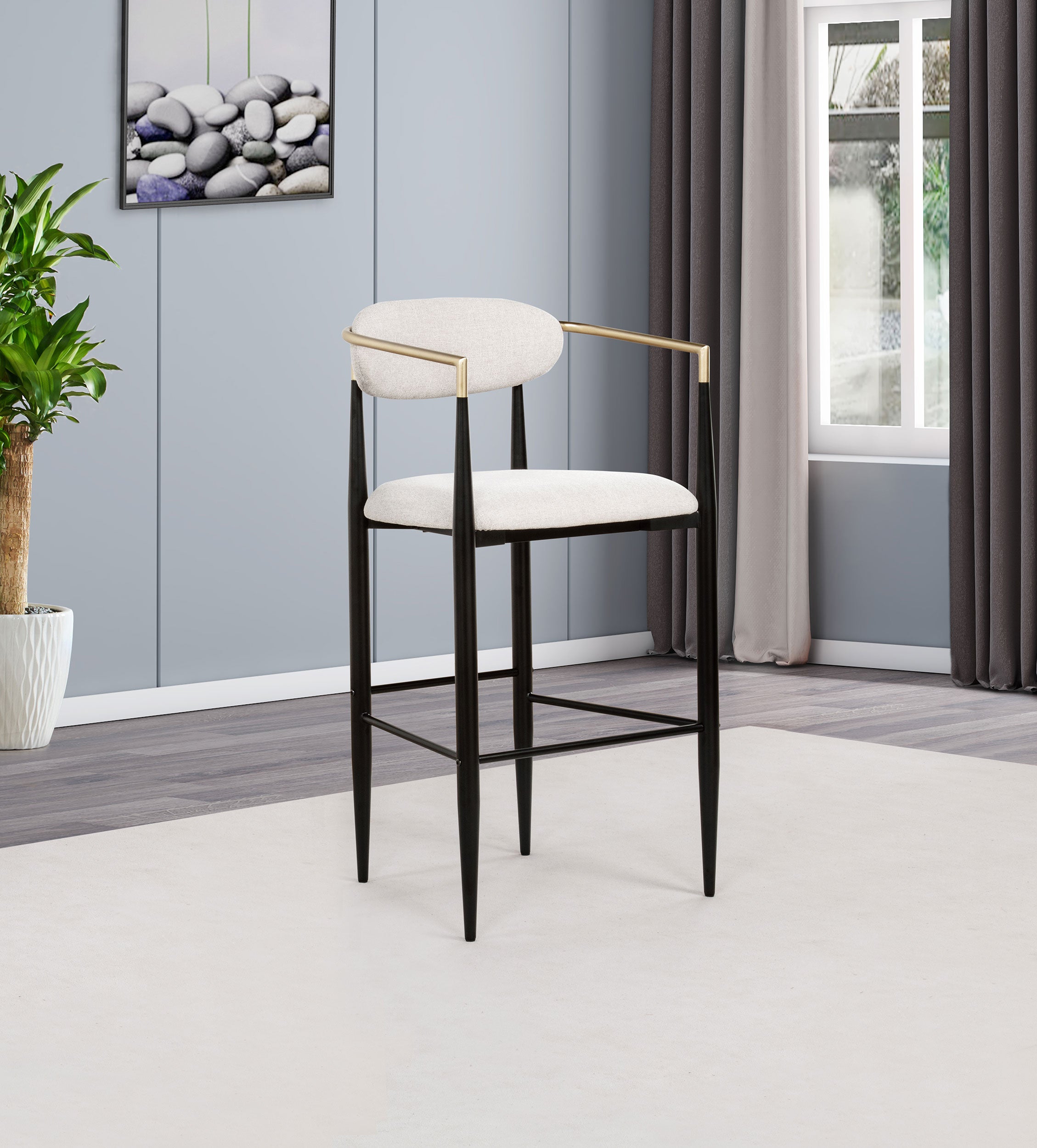 Tina Fabric Upholstered Bar Chair Beige (Set of 2) — view 2