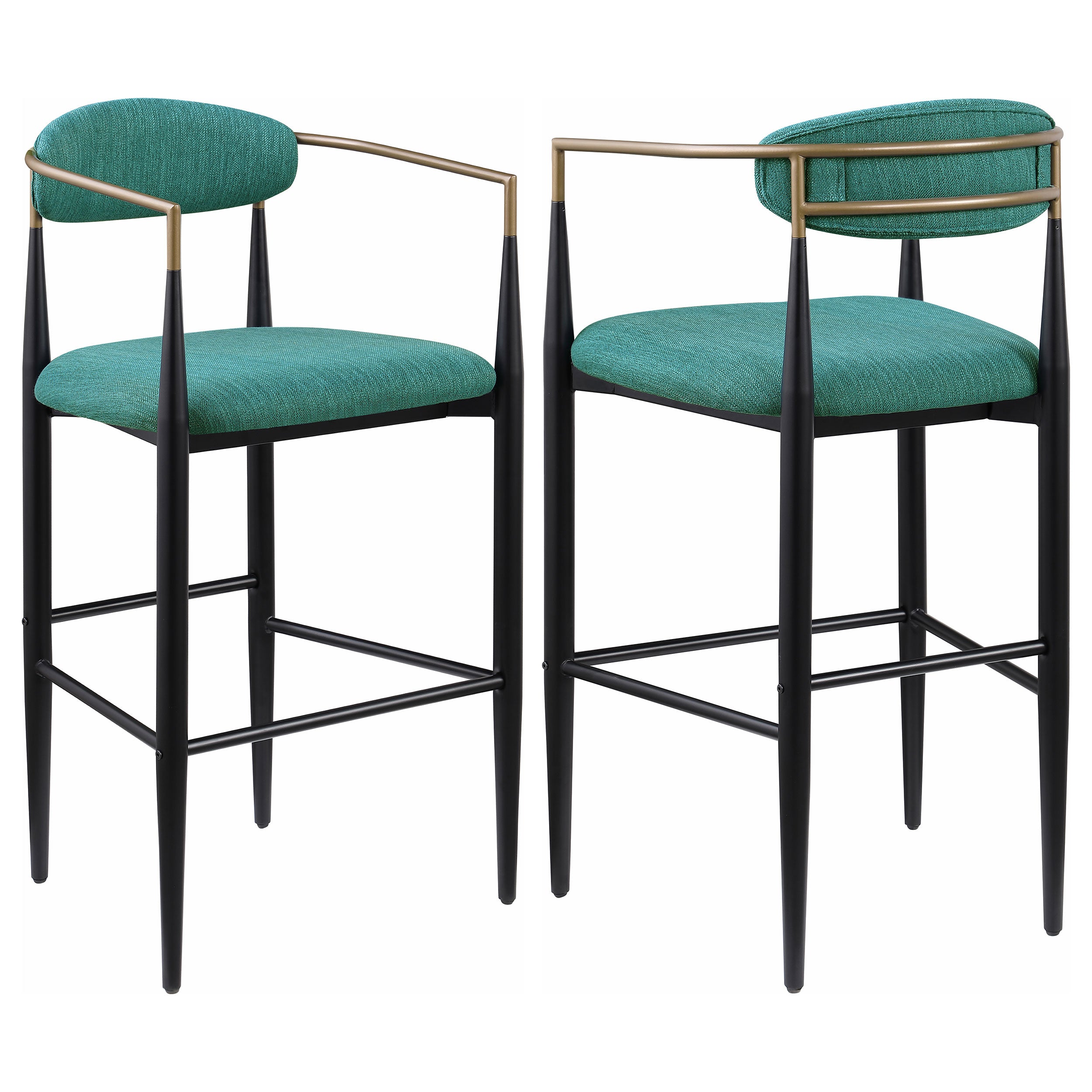 Tina Fabric Upholstered Bar Chair Green (Set of 2) — view 1