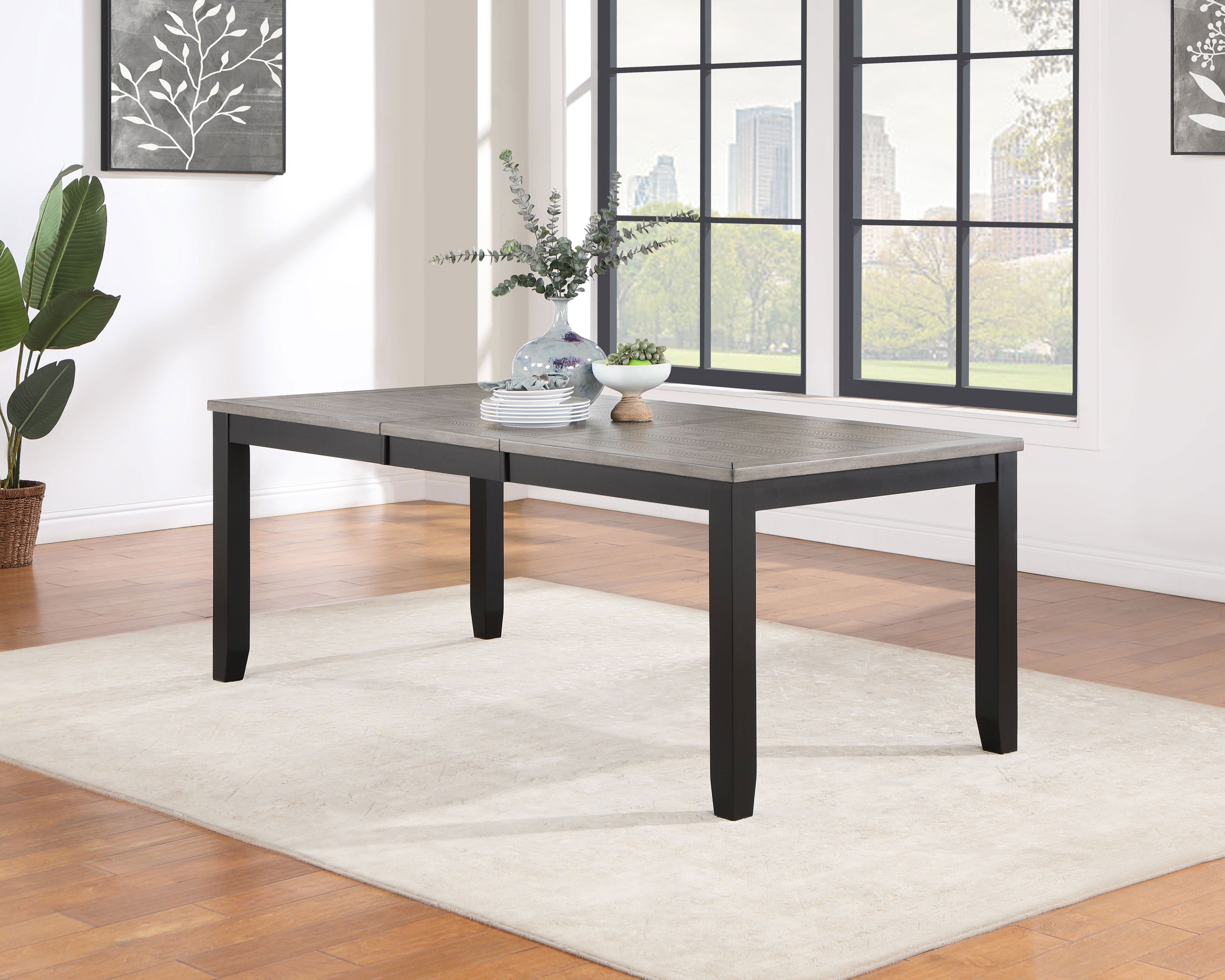 Elodie Rectangular 78-inch Extension Leaf Dining Table Black — view 2