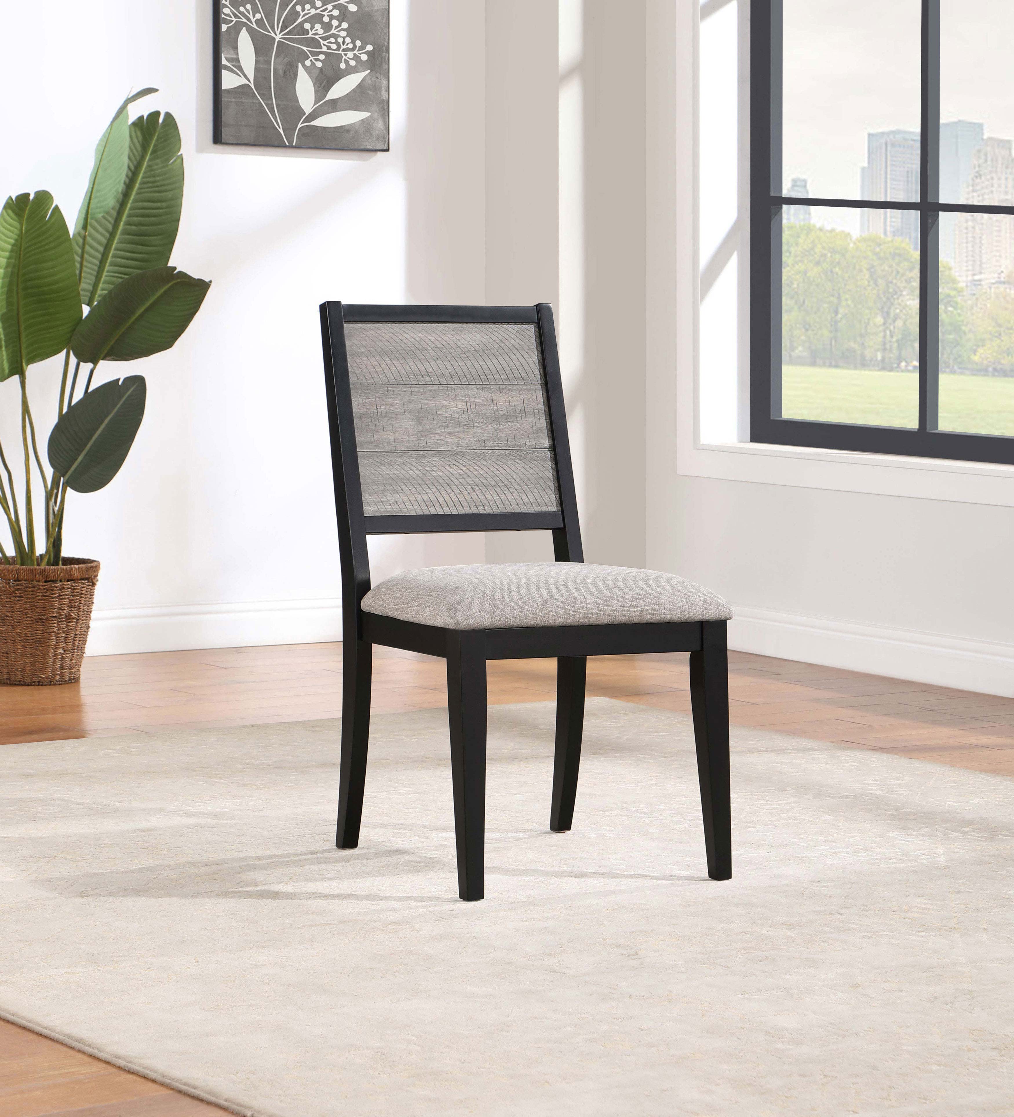 Elodie Wood Dining Side Chair Grey and Black (Set of 2) — view 2