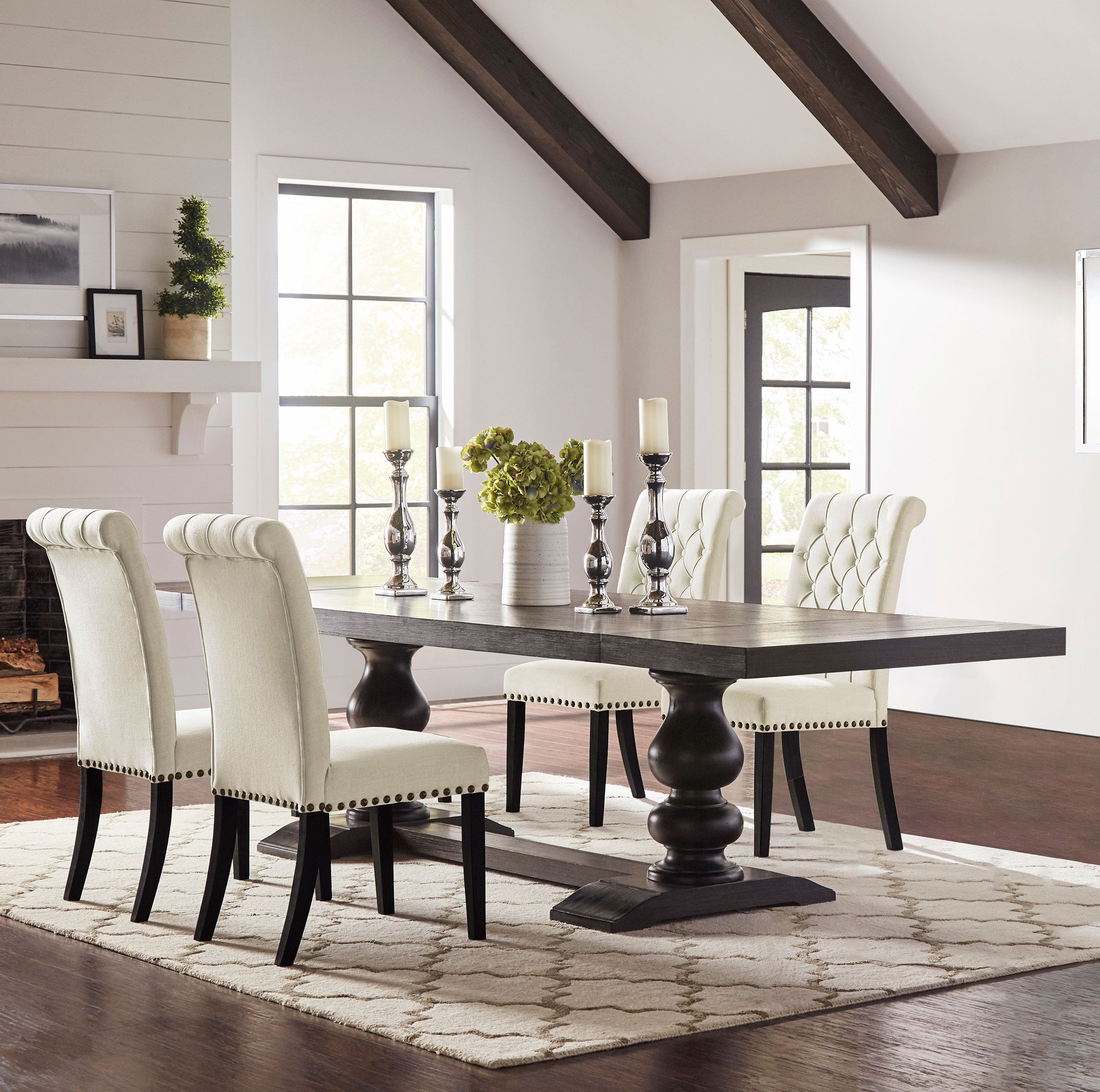 Phelps 5-piece Rectangular Dining Table Set Distressed Noir — view 1