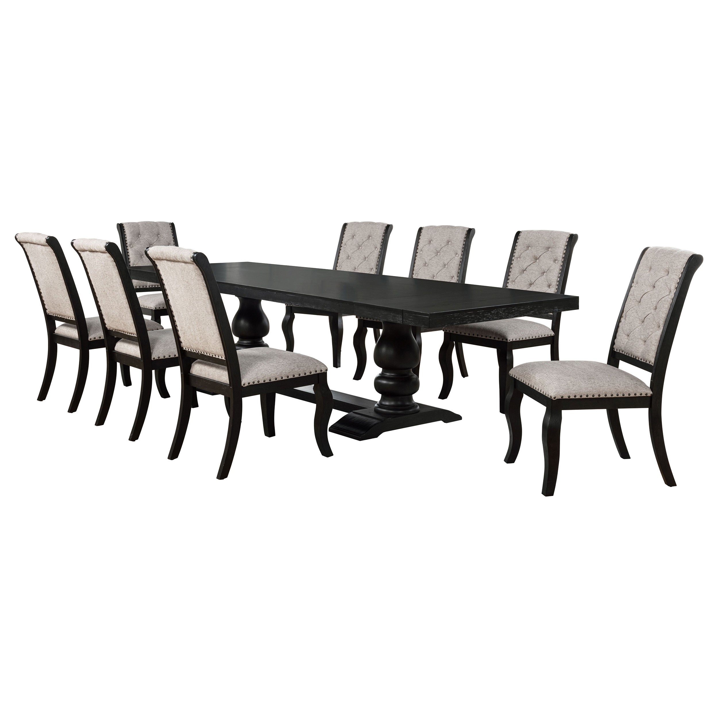 Phelps 9-piece Rectangular Dining Table Set Distressed Noir — view 2
