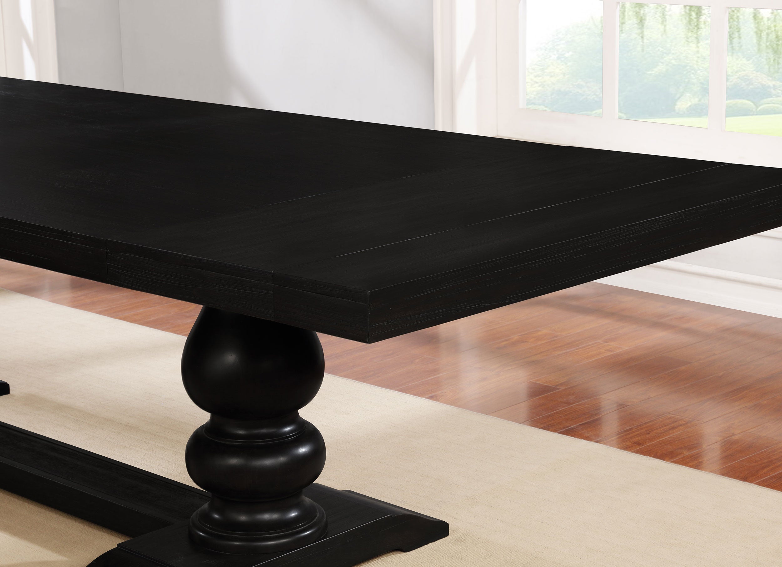 Phelps 123-inch Extension Leaf Dining Table Distressed Noir — view 5