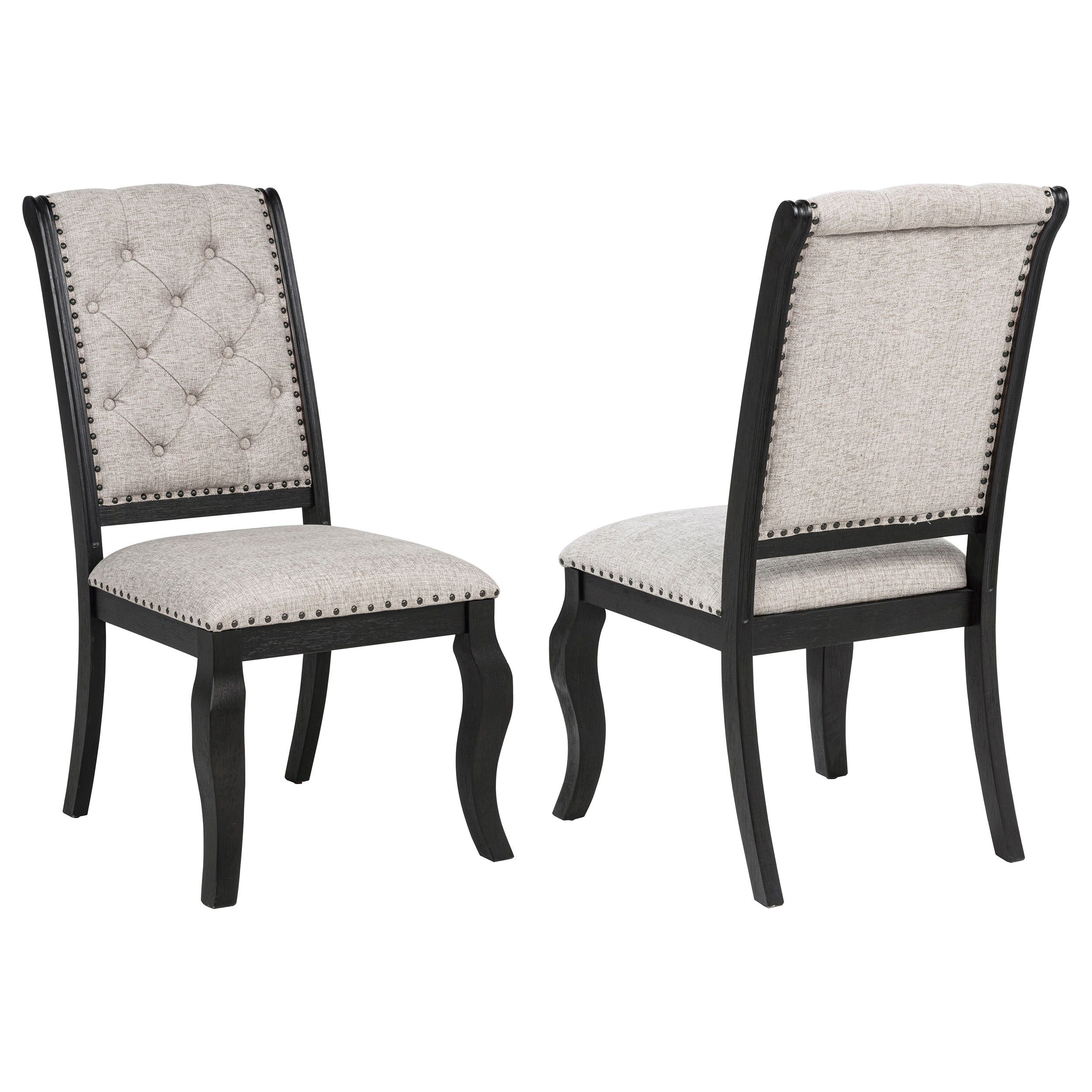 Phelps Upholstered Dining Side Chair Tan Distressed Noir (Set of 2) — view 1