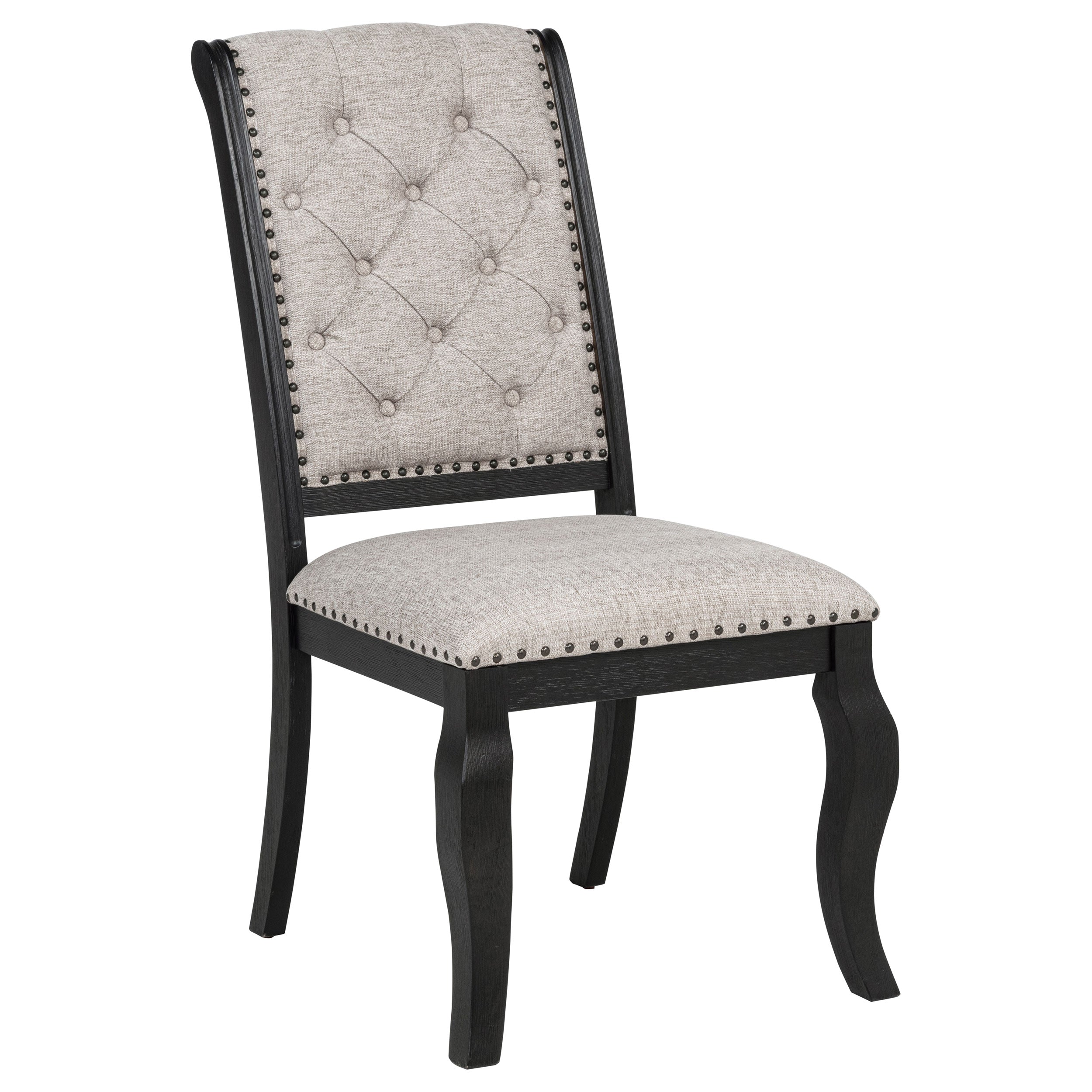 Phelps Upholstered Dining Side Chair Tan Distressed Noir (Set of 2) — view 3